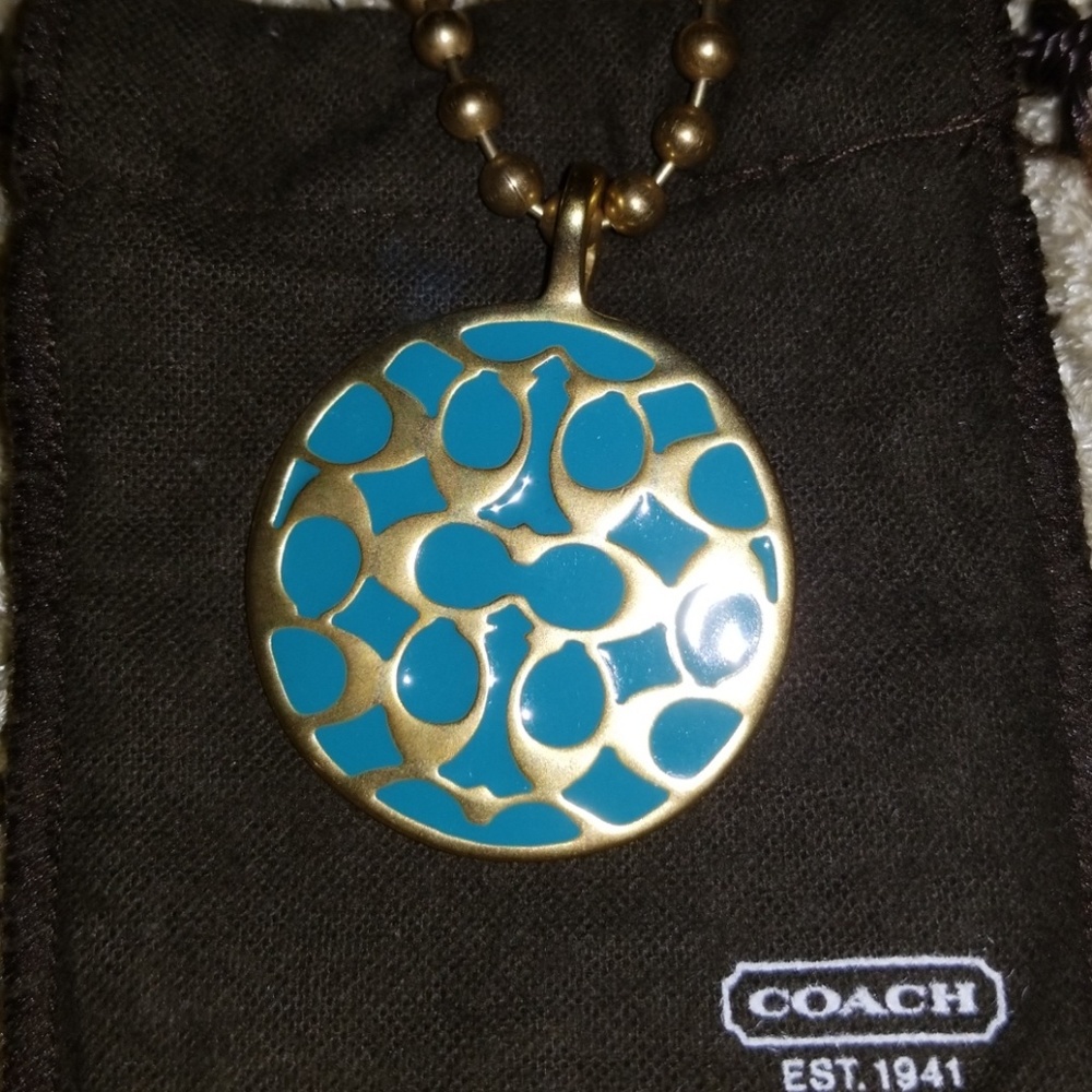 Teal/Gold Coach Necklace